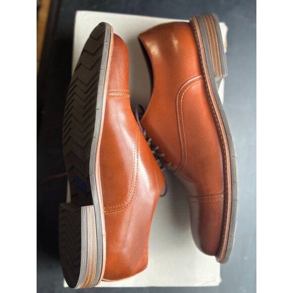 Kenneth Cole Reaction Men\'s Klay Flex Lace Up Dress Shoes Cognac Leather